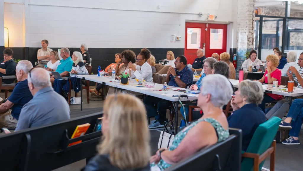 Audience engaged in a presentation.